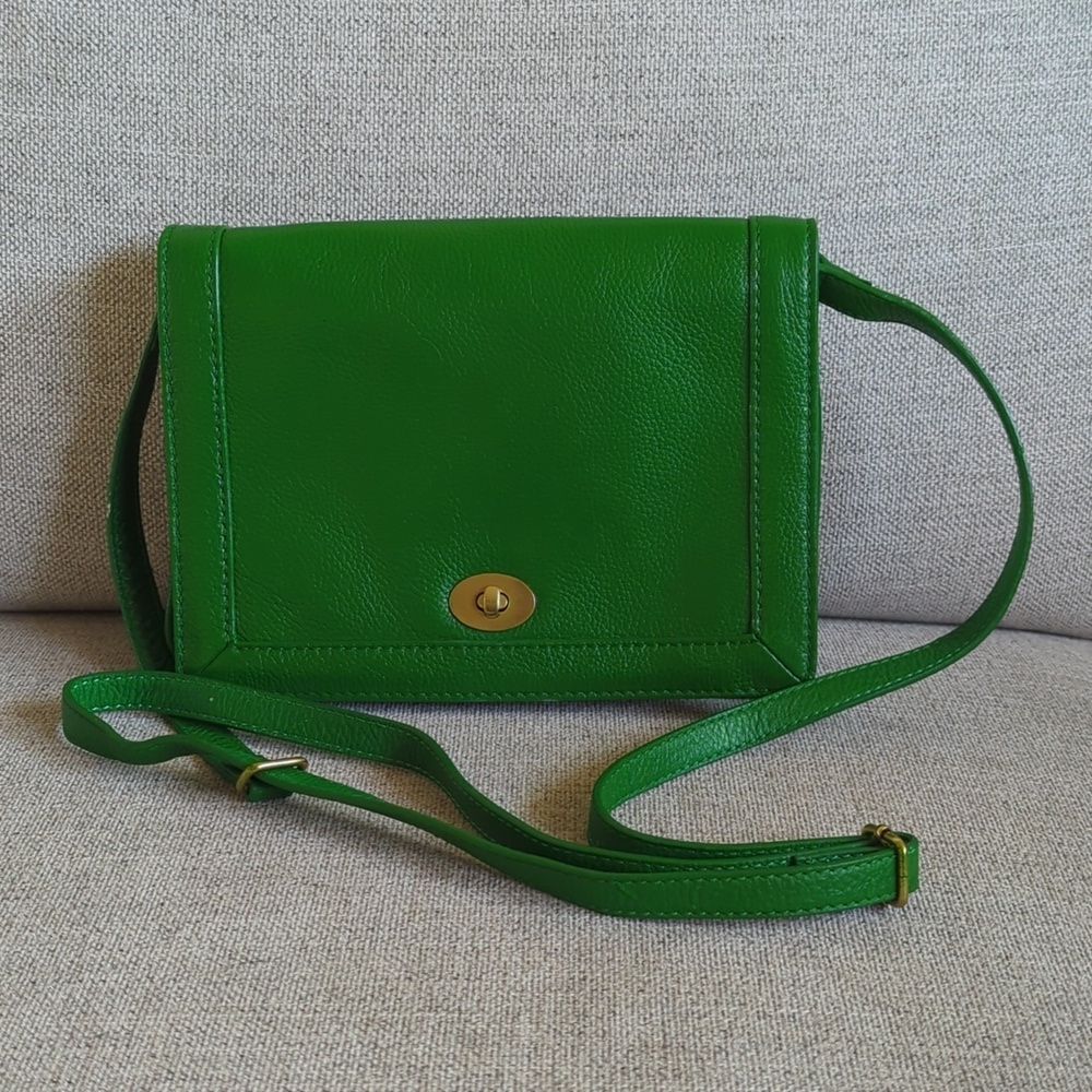 NWT Green Leather J. Crew Crossbody Bag
